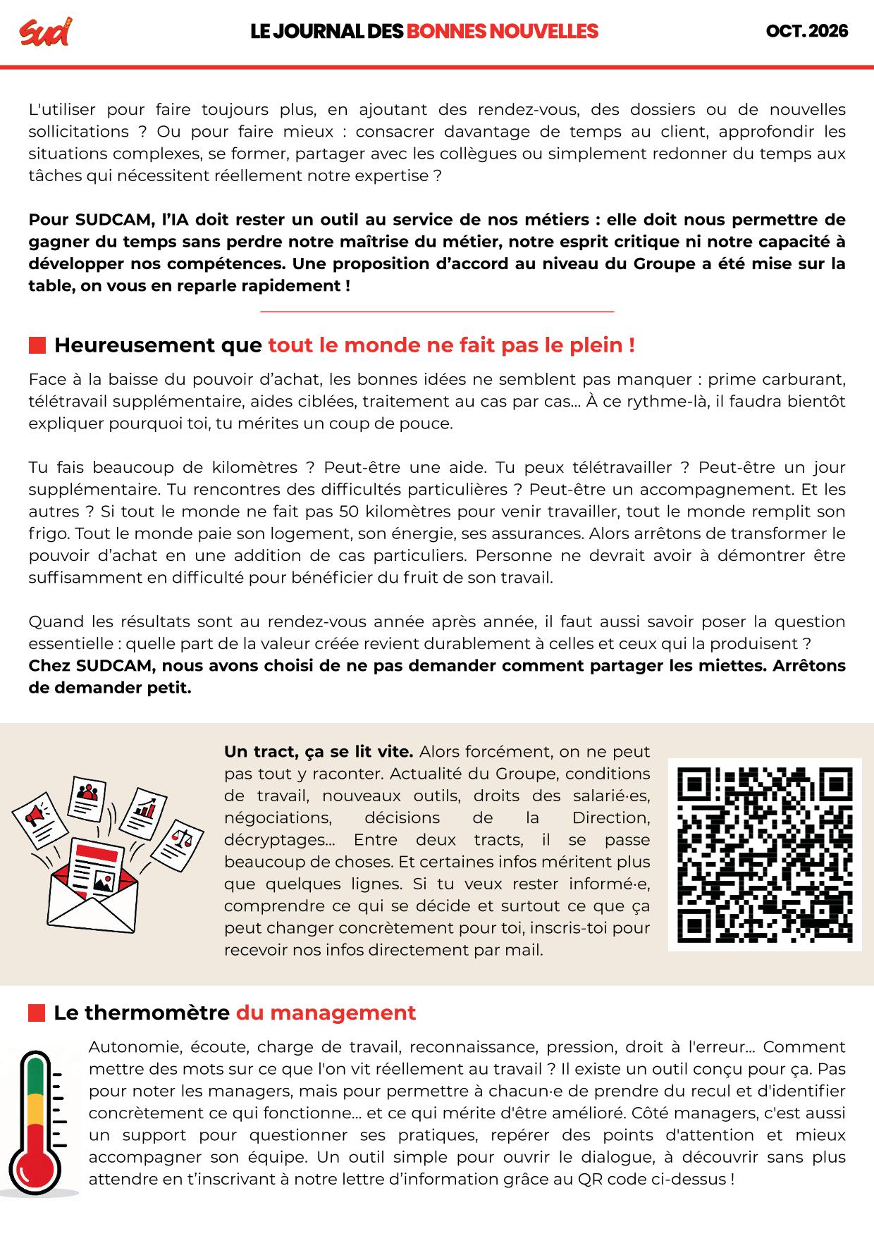 Tract SUDCAM octobre 2026 - Pouvoir d'achat et conditions de travail, page 2